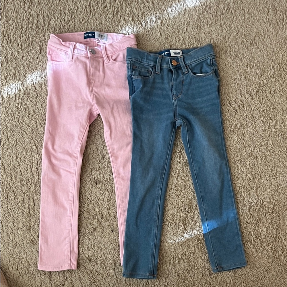 Old Navy Kids Pink and Denim Rockstar Jeggings 5T